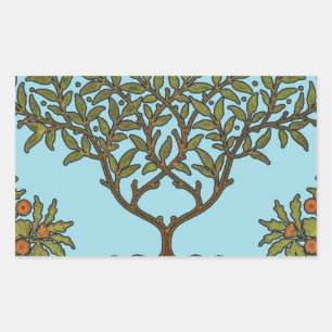 Pegatina Rectangular Papel pintado floral de William Morris Tree Frieze