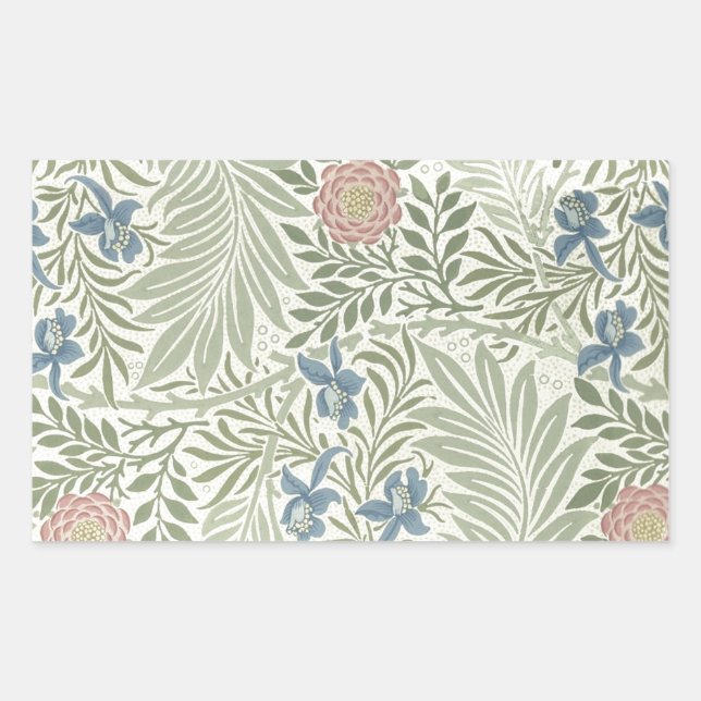 Pegatina Rectangular Papel pintado floral Larkspur de William Morris (Anverso)