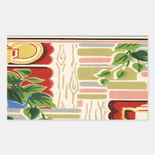 Pegatina Rectangular Papel pintado retro de la cocina