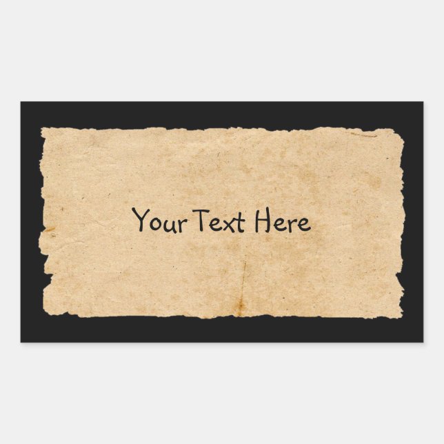 Pegatina Rectangular Papel viejo en negro (Anverso)