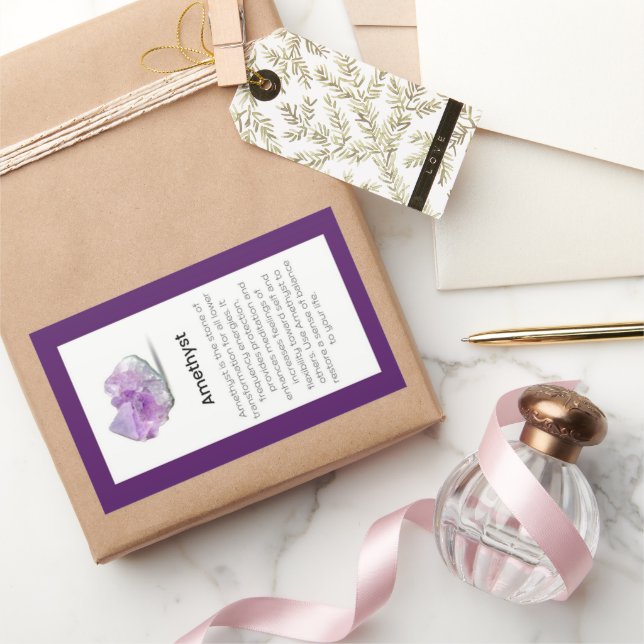 Pegatina Rectangular Paquete Amethyst Crystal significa Jewelry Gemston (Regalar)