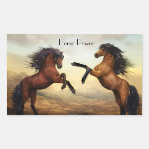 Pegatina Rectangular par de caballos salvajes