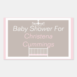 Pegatina rectangular para baby shower de araña ele