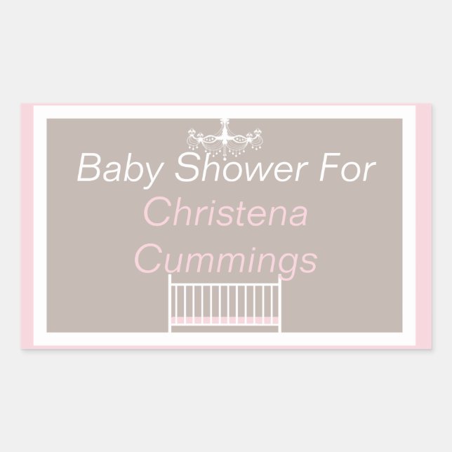 Pegatina rectangular para baby shower de araña ele (Anverso)