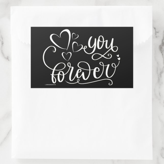 Pegatina Rectangular PARA SIEMPRE la idea de regalo de San Valentín (Bolso)