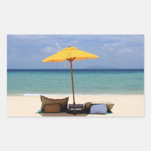 Pegatina Rectangular Paraguas amarillo