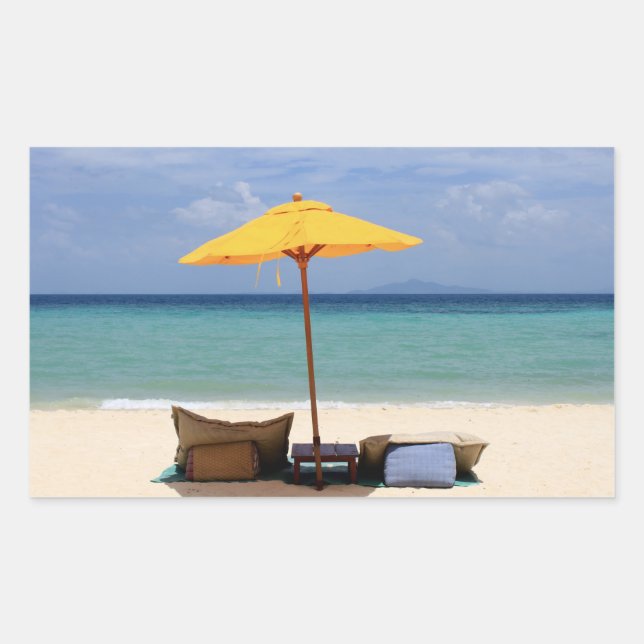 Pegatina Rectangular Paraguas amarillo (Anverso)