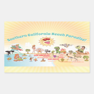 Pegatina Rectangular Paraíso costero del sur de California