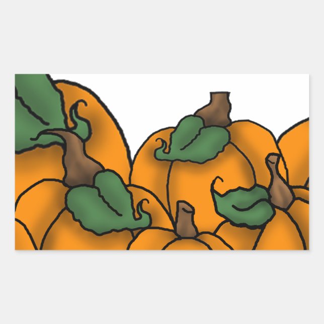 Pegatina Rectangular parche de calabaza (Anverso)