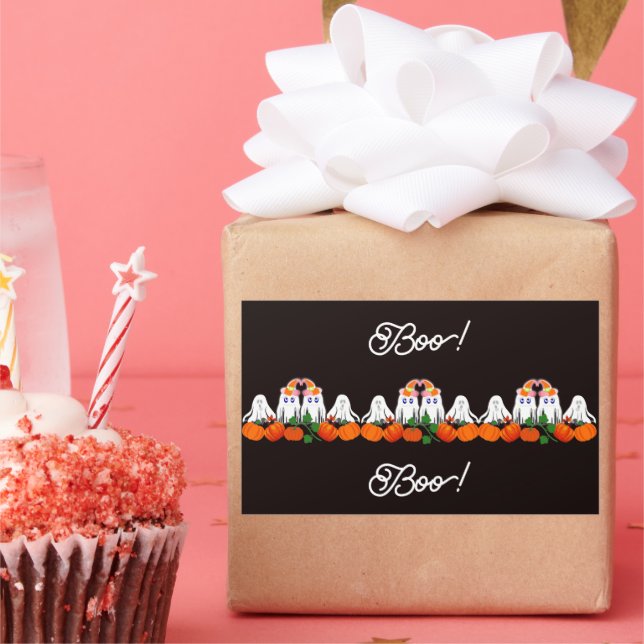 Pegatina Rectangular Parche de calabaza de Halloween para Fantasma Fant (Fiesta)