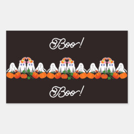 Pegatina Rectangular Parche de calabaza de Halloween para Fantasma Fant