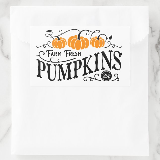 Pegatina Rectangular Parche de calabaza para granjas (Bolso)