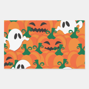 Pegatina Rectangular Parche Halloween Ghosts Haunted Pumpkin