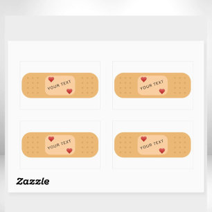 Pegatina Rectangular Parche tirita con texto personalizable