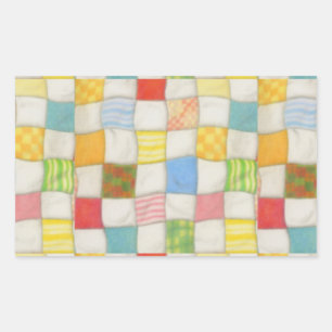 Pegatina Rectangular Parches Rectangulares de Colcha Loca