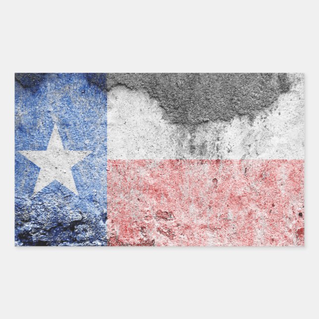 Pegatina Rectangular pared de ladrillo de la bandera de texas (Anverso)