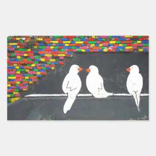 Pegatina Rectangular pared de un pájaro de ladrillo : pared de graffiti
