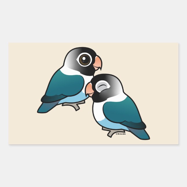 Pegatina Rectangular Pareja adorable Blue Masked Lovebird (Anverso)