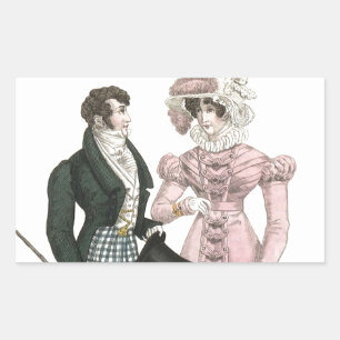 Pegatina Rectangular Pareja Boda Antigua 1823 Hombre Mujer Moda