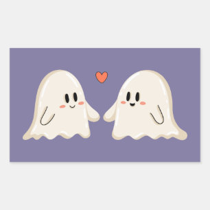 Pegatina Rectangular Pareja de fantasmas enamorados
