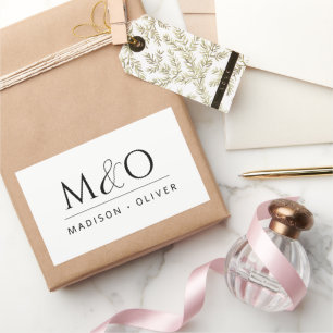 Pegatina Rectangular Pareja de monograma Minimalista moderna