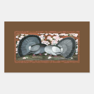 Pegatina Rectangular Pareja de palomas coincidentes