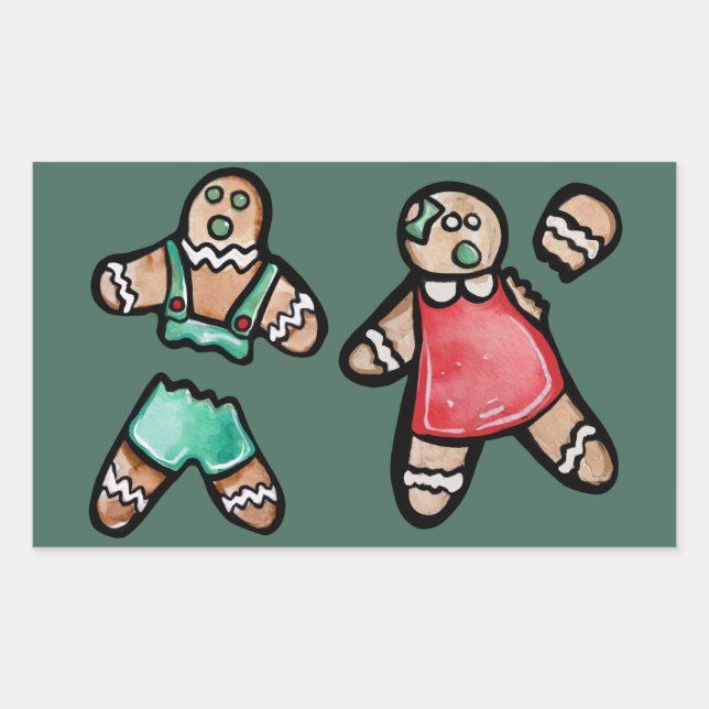 Pegatina Rectangular Pareja de pan de jengibre Snap Galletas de pan de  (Anverso)