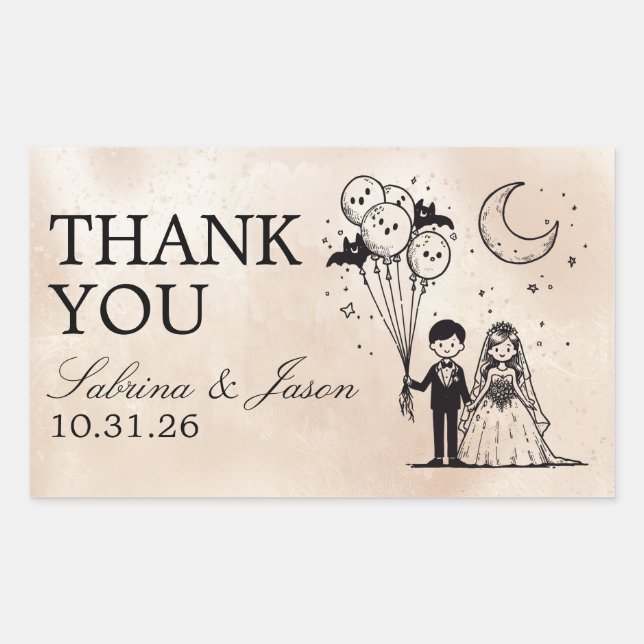 Pegatina Rectangular Pareja pequeña y fantasmal (Anverso)