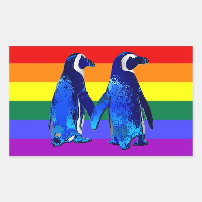 Pegatina Rectangular "Pareja Pingüino Gay" (Anverso)