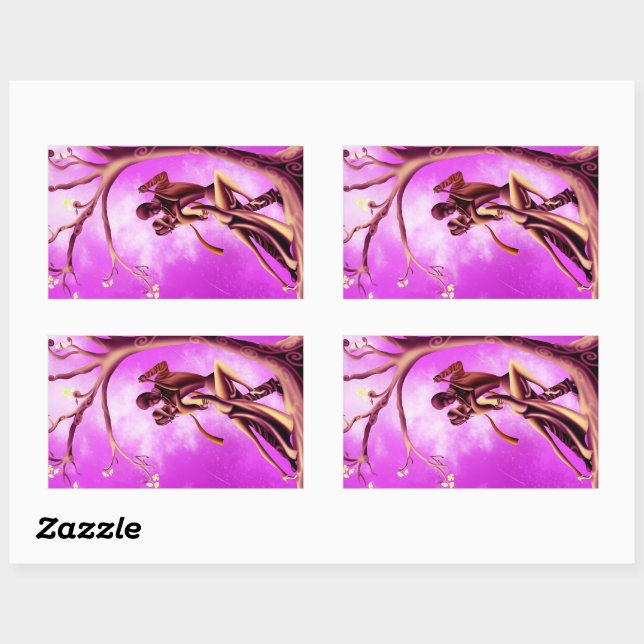 Pegatina Rectangular Pareja romántica baila tango (Hoja)