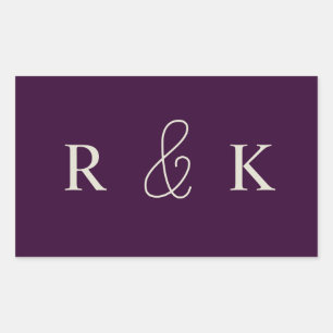 Pegatina Rectangular Parejas bodas de diseño monogramadas