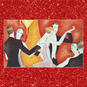 Pegatina Rectangular Parejas de baile Art Deco Salón de baile de los añ
