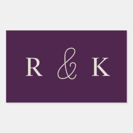 Pegatina Rectangular Parejas de novios elegantes con monograma