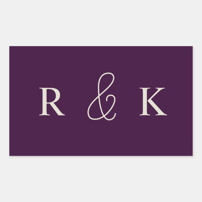 Pegatina Rectangular Parejas de novios elegantes con monograma (Anverso)