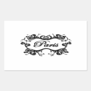 Pegatina Rectangular París con Scrolls