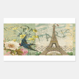 Pegatina Rectangular París Francia Viaje Viaje Viejo Pintura de Arte An
