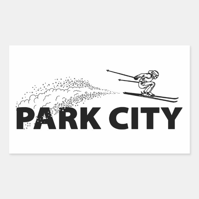 Pegatina Rectangular Park City Utah Ski Jumper (Anverso)