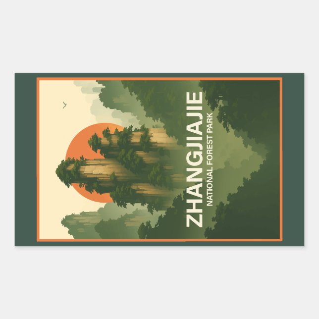 Pegatina Rectangular Parque forestal nacional Zhangjiajie (Anverso)