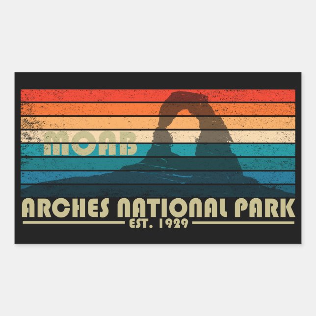 Pegatina Rectangular Parque Nacional Arcos Vintage Moab Utah (Anverso)