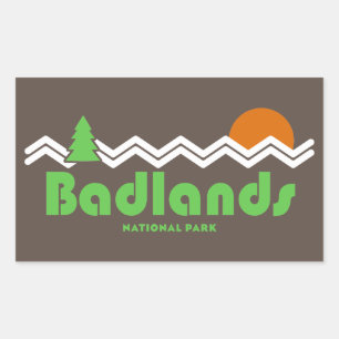 Pegatina Rectangular Parque nacional Badlands Retro