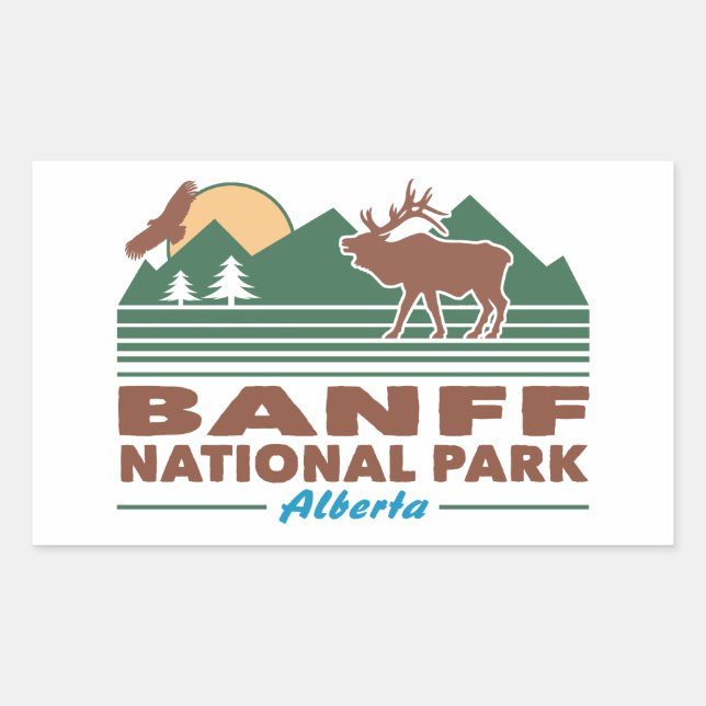 Pegatina Rectangular Parque nacional Banff Elk (Anverso)