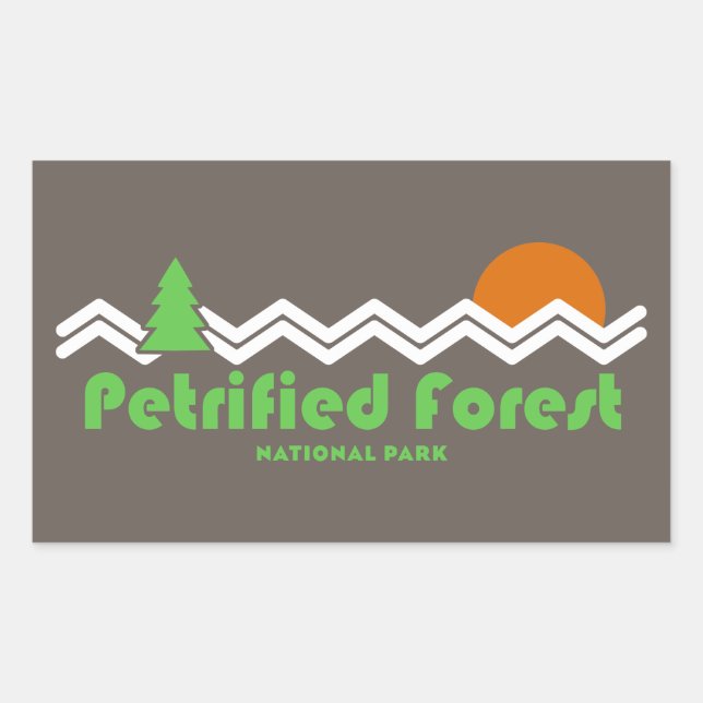 Pegatina Rectangular Parque nacional de los bosques petrolíferos Retro (Anverso)