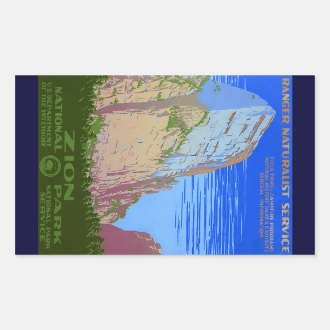 Pegatina Rectangular Parque nacional de Zion (Anverso)