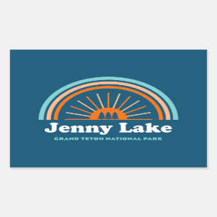 Pegatina Rectangular Parque nacional Jenny Lake Grand Teton Rainbow
