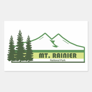 Pegatina Rectangular Parque Nacional Mt. Rainier Franjas Verdes