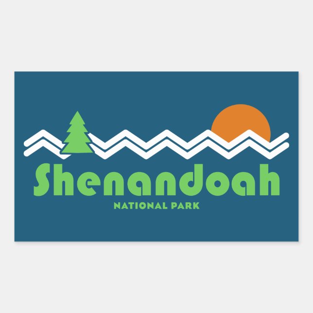 Pegatina Rectangular Parque nacional Shenandoah Retro (Anverso)