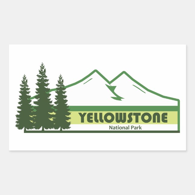 Pegatina Rectangular Parque nacional Yellowstone Estrellas verdes (Anverso)