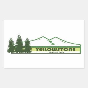 Pegatina Rectangular Parque nacional Yellowstone Estrellas verdes