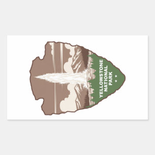 Pegatina Rectangular Parque Nacional Yellowstone Old Faithful Arrowhead