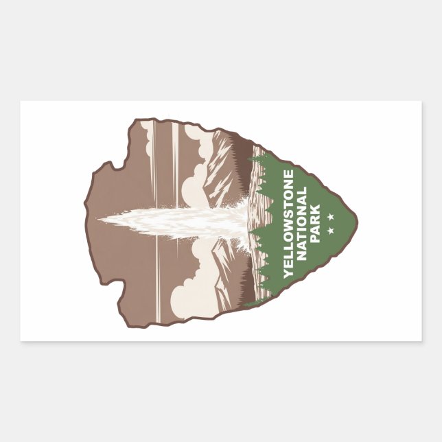 Pegatina Rectangular Parque Nacional Yellowstone Old Faithful Arrowhead (Anverso)